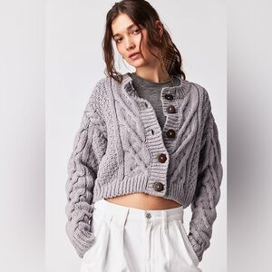 Free People Bonfire Cardi XS, chunky cropped cardigan